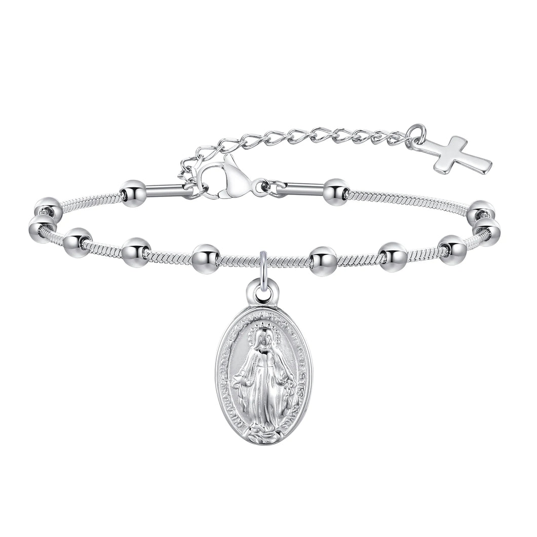 Silberarmband mit Mutter Gottes Medaille